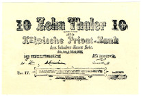 KÖLNISCHE PRIVAT-BANK 10 Thaler 1.Mai 1856 Ser.IV einseitiger Abzug / Probedruck der Vs. Grab./Kranz 390P P/R A288 P.S506 VZL