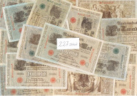 1000 Mark 21.4.1910 unsortierter Posten mit 227 Scheinen R.45a,b,c, 46 GEB-FKF