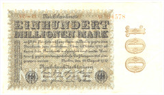 100 Millionen Mark 22.8.1923 Wz. Ringe 5-stellig YZ R.106s DEU-120k WGB