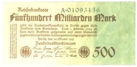 500 Milliarden Mark 26.10.1923 Reichsdruck Serie A WGB