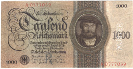 1000 RM 11.10.1923 mit MUSTER-Lochung (mit Echtheitsgarantie, zur 8mm-Musterperforation siehe Bemerkung im Katalog Grabowski nach DEU-178) GEB