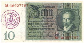 10 RM 22.1.1929 mit belgischem Stempel MORESNET R.173d DEU-183d VZL