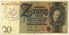20 RM 22.1.1929 mit belgischem Stempel HENRI CHAPELLE R.174d DEU-184d GEB