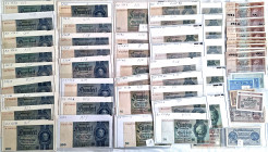 DRITTES REICH: 27x 50 RM 1933, 20x 100 RM 1935, 7x 5 RM 1942, Reichskreditkasse 3x 1 RM, 11x 5 RM, 1x 20 RM, 5 Karbowanez, Wehrmacht 2x1 Pfennig, 1x 1...