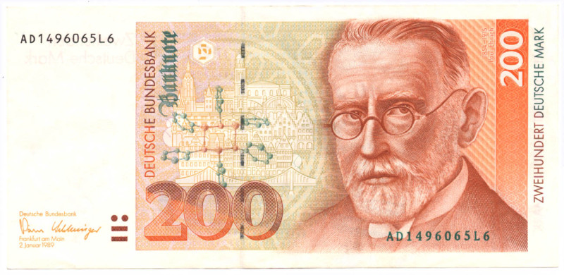 200 DM 2.1.1989 Serie AD/L Robert Koch R.295 Gr.BRD-39a FKF