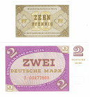 10 Pfennig und 2 DM o.D. (1967) Bundeskassenscheine KFR