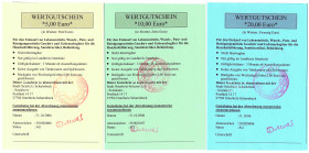 Osterholz-Scharmbek 3 Wertmarken über 5,10,20 Euro 31.10.2006 mit Siegeln der Gemeinde, faks. Unterschrift und Lochung ZHO FKF-KFR