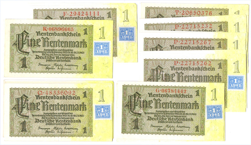 1 Kuponmark 1948 auf 1 Rentenmark 1937 35 Stück R.330b,c GEB-meist KFR