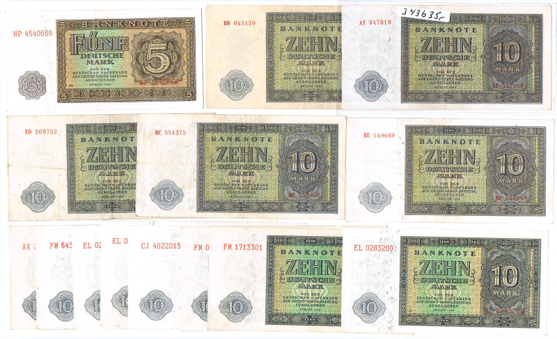 Ausgabe 1948: 5 DM, 10 DM 5x 6-stellig, 8x 7-stellig, 20 DM 13x 6-stellig. 10x 7...