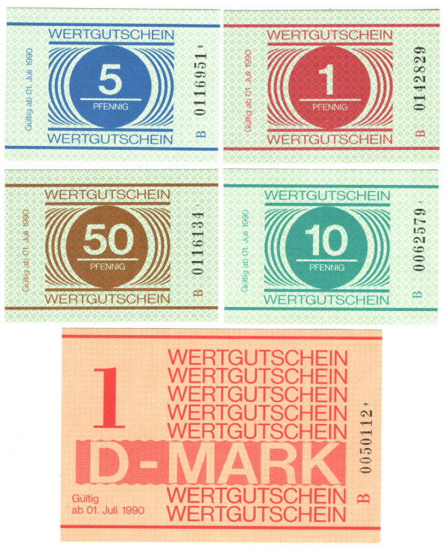 Ministerium des Innern (MdI) Gefängnisgeld 1,5,10,50 Pfennig, 1 D-Mark o.D. (199...