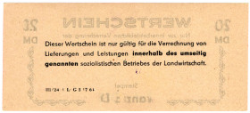 Hof-Salbitz LPG "Ernst Thälmann" 10 DM rückseitig mit spiegelverkehrtem Abklatsch 20 DM KFR FKF-KFR