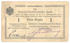 DOA Rupie 1.11.1915 Serie Y dünnes Papier und seltene Unterschrift Lichtenstein R.916g DOA-17e GEB