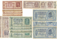 UKRAINE 4x5, 4x10, 2x20, 4x50, 3x100 Karbowanez 1942 17 Scheine, alles verschiedene Serien SGB-FKF