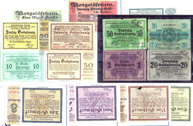 SACHSEN Posten Goldgeld 1923 15 Scheine SGB-KFR