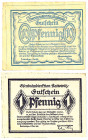 SCHLESIEN Gleiwitz Eisenbahndirektion Kattowitz 1 und 10 Pfennig mit rückseitigem Stempel GEB/FKF