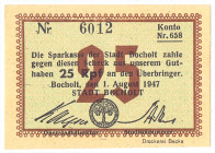 WESTFALEN Bocholt Sparkasse der Stadt 25 Reichspfennig 1.8.1947 4-stellig Schöne --- Topp 29a KFR