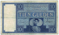 NIEDERLANDE 10 Gulden 14.10.1924 Serie GM große KN und "Het in vooraad..." P.43a SGB