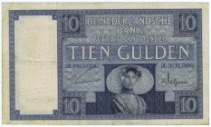 NIEDERLANDE 10 Gulden 29.3.1928 Serie PY kleine KN und "Het namaken..." P.43b GEB