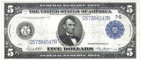 USA 5 Dollar 1914 FEDERAL RESERVE NOTE CHICAGO P.360b Fr.871 GEB