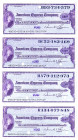 USA 4 ältere Reiseschecks American Express Company über 10, 20, 50,100 Dollar (19...) blanko und entwertet KFR