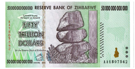 ZIMBABWE 50 Trillion Dollars 2008 P.90 KFR