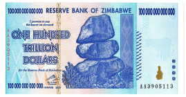 ZIMBABWE 100 Trillion Dollars 2008 P.91 KFR