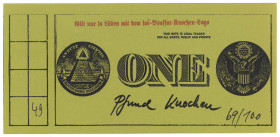 Knochengeldschein Motiv 49 Anne Jud (1953.2016): ONE Pfund Knochen, 69/100 original signiert KFR