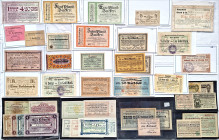 Posten wertbeständiges und Goldnotgeld 1923 aus ganz Deutschland, dabei auch Ausgaben lautend auf Buchennutzholz (Bad Wildungen) und Zucker (Stralsund...