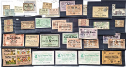 Kleiner Posten meist verschiedener Scheine aus den ehemaligen deutschen Ostgebieten, 18x Großnotgeld 1918-23, dabei 3x 20 Millionen Stadt Königsberg 1...