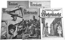 Zeitschrift "Die Wehrmacht" herausgegeben vom Oberkommando der Wehrmacht. 5 Ausgaben der großformatigen Publikation aus den Jahren 1939-43, reich illu...
