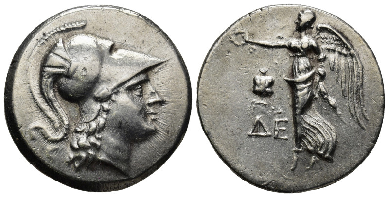 PAMPHYLIA. Side. AR Tetradrachm (Circa 205-100 BC). (16.83 Gr. 30mm.)
 Helmeted ...