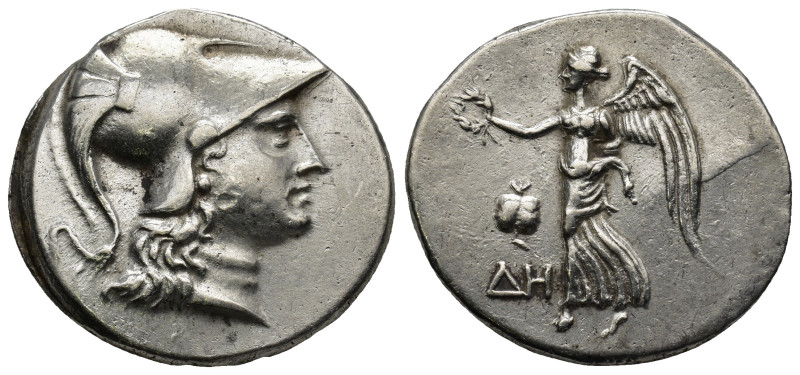 PAMPHYLIA. Side. AR Tetradrachm (Circa 205-100 BC). (16.9 Gr. 28mm.)
 Helmeted h...