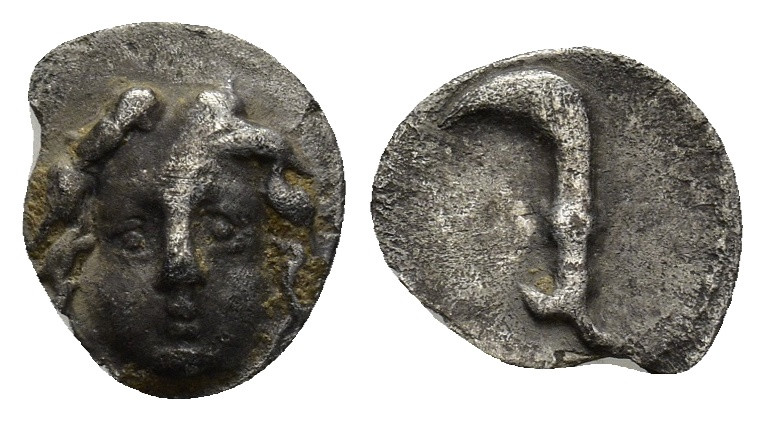 PISIDIA, Etenna. 3rd century BC. AR Obol (0.53 Gr. 10mm.)
 Facing gorgoneion 
Re...