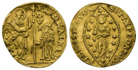 Italy Venice. Paolo Renier Gold Zecchino (1779-1789) (3.23 Gr. 20mm.) 
 St. Mark standing right, blessing Doge kneeling left holding cross-tipped staf...