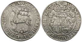 STOLBERG: Wolfgang, Ludwig II, Heinrich XXI, & Christof I, 1538-1552, AR Thaler (28.73 Gr.39mm.)
 Stag prancing left within double circle with 
WOLF L...