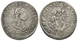 Leopold I, House of Habsburg VI Kreutzer 1673 (2.83 Gr. 25mm.)