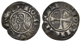 CRUSADERS, Antioch. Bohémond III (1163-1201) AR/BI Denier, Antioch, 1163-1188. + BOAMVИDVS + bust left, wearing Norman helmet decorated with cross pat...