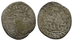 Armenia, Levon II AR Half Tram. (18mm, 1.3 g) AD 1270-1289. Levon on horseback; holds patriarchal cross, + in field, abbreviated name / Crowned lion f...