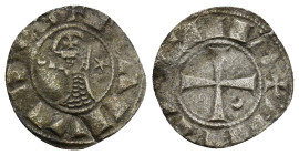 CRUSADERS, Antioch. Bohémond III (1163-1201) AR/BI Denier, Antioch, 1163-1188. + BOAMVИDVS + bust left, wearing Norman helmet decorated with cross pat...