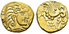 Parisii. Statère d'or de classe II, 2e siècle avant J.-C. Latour 7782. AU. 7.30 g.
TTB entaille au-dessus du cheval au revers
En raison de la modern...