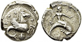 Calabria. Tarentum. Didrachm 510-540 BC. Sear 224 var.; HN Italy 827. AR. 8.01 g. VF cleaned