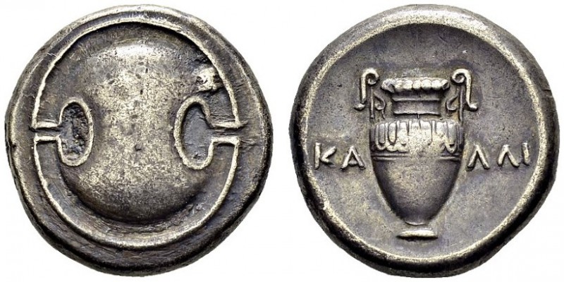 Boeotia. Thebes. Stater 363-338 BC. Sear 2400 var.; SNG Cop 314. AR. 12.22 g. VF...