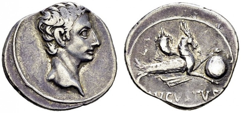 Augustus, 27 BC-14 AD. Denarius 27 BC, uncertain mint (Emerita?). RIC 547a. AR. ...