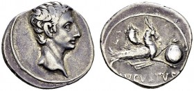 Augustus, 27 BC-14 AD. Denarius 27 BC, uncertain mint (Emerita?). RIC 547a. AR. 3.82 g. VF