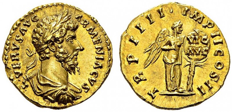 Lucius Verus, 161-169. Aureus 163-164, Rome. Obv. L VERVS AVG - ARMENIACVS. Laur...