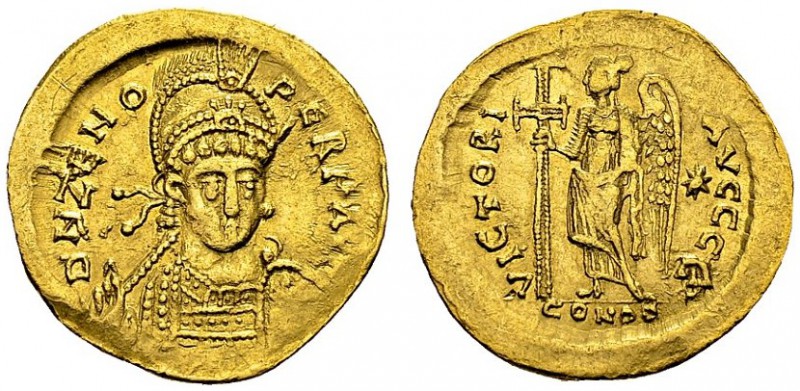 Solidus 476-491, Constantinopolis, 5th officina. RIC 910. AU. 4.32 g. VF-XF
