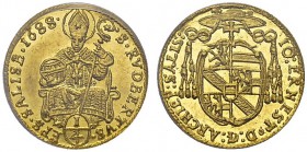 Johann Ernst von Thun und Hohenstein, 1687-1709. ¼ Ducat 1688. KM 255; Probszt 1788;
Fr. 835. AU. 0.86 g. NGC MS 63
