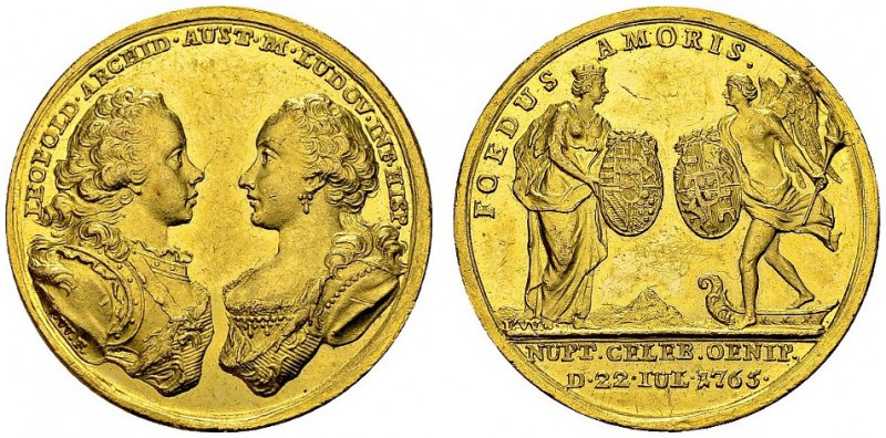 Medallic 3 ½ Ducats 1765. 29 mm. Wedding of Archiduc Leopold II with Maria Luisa...