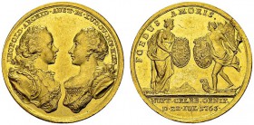 Medallic 3 ½ Ducats 1765. 29 mm. Wedding of Archiduc Leopold II with Maria Luisa of Spain. AU. 12.13 g. UNC