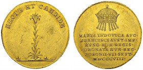 Franz I, 1806-1835. Gold token 1808. 25 mm. Coronation of Maria Ludovica as queen of Hungary. AU. 4.37 g. UNC damage